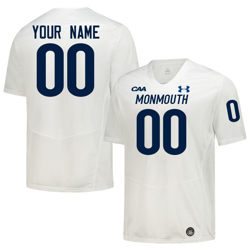 Custom Monmouth Hawks Name And Number Football Jerseys-White